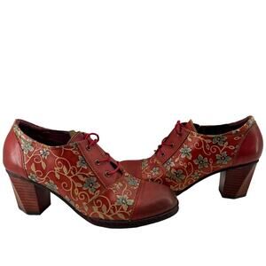 L'Artiste Heeled Lace Up Red Shoe Octavius Womens Size 41
